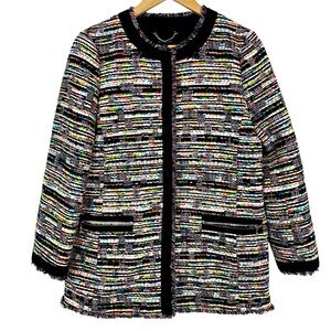Ann Taylor Multicolor Tweed Zip Jacket S